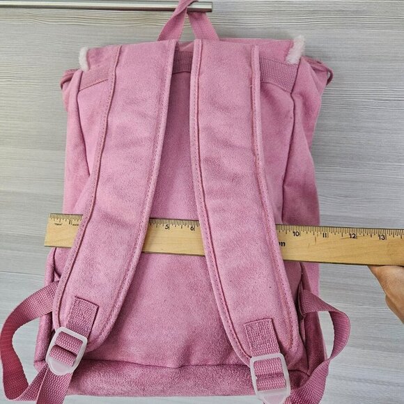 Supergirl Pink Faux Suede Backpack W/ Rhinestone Logo Furry Trim Bling Superhero - Picture 8 of 16